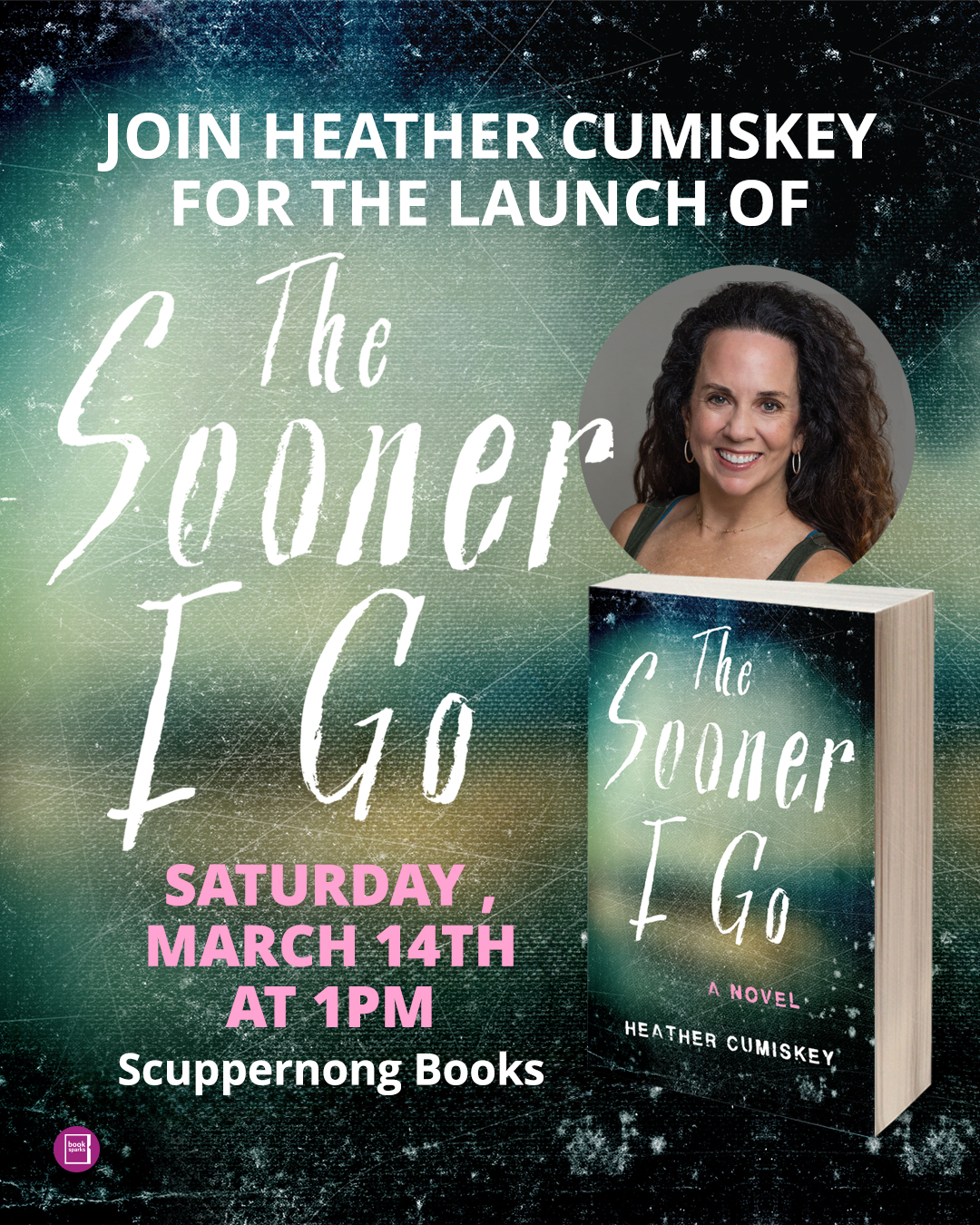 Join Heather Cumiskey for the book launch of THE SOONER I GO at Scuppernong Books in Greensboro, NC from 1 PM to 2 PM.